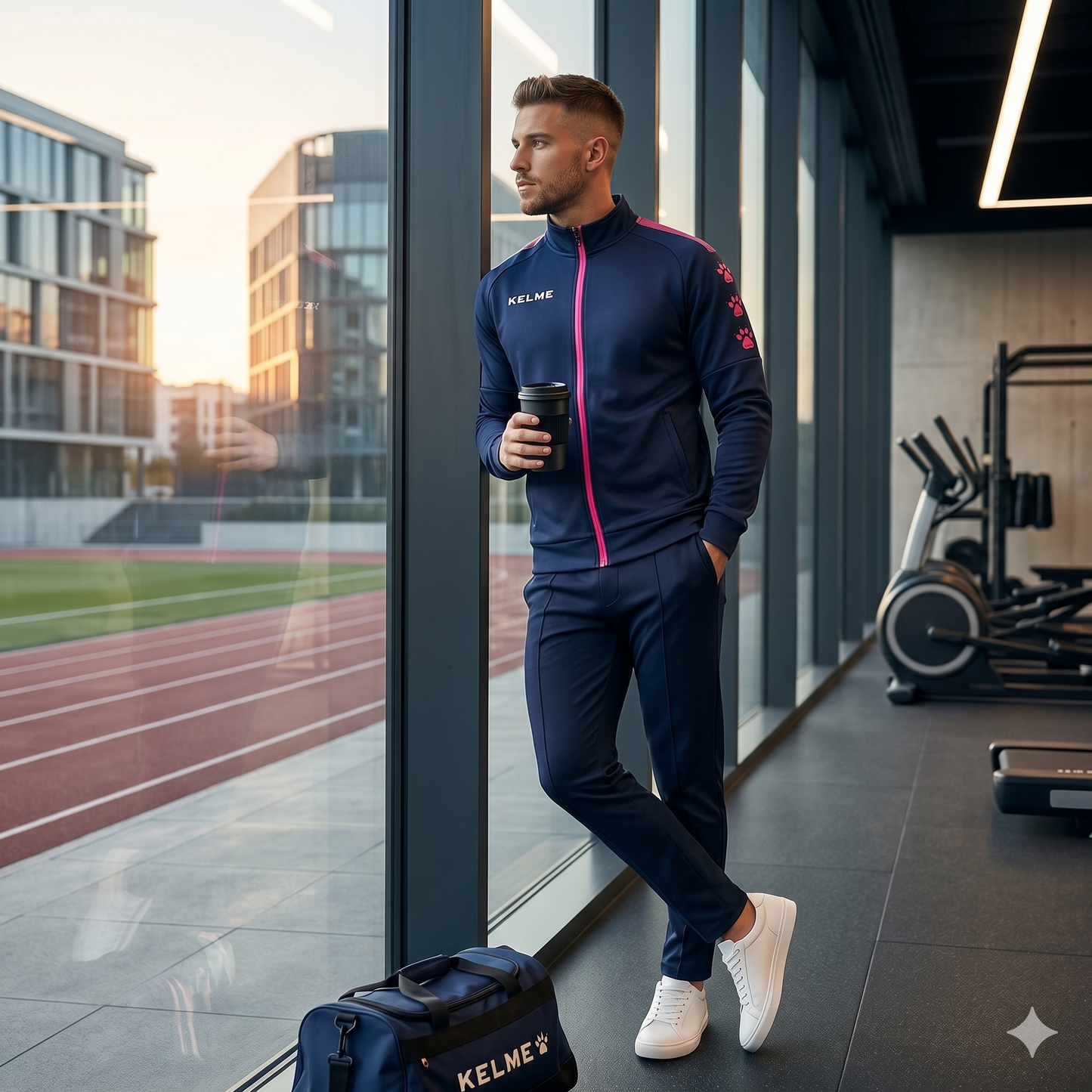 Triton Zip Training Track Jacket - Dark Blue / Neon Pink