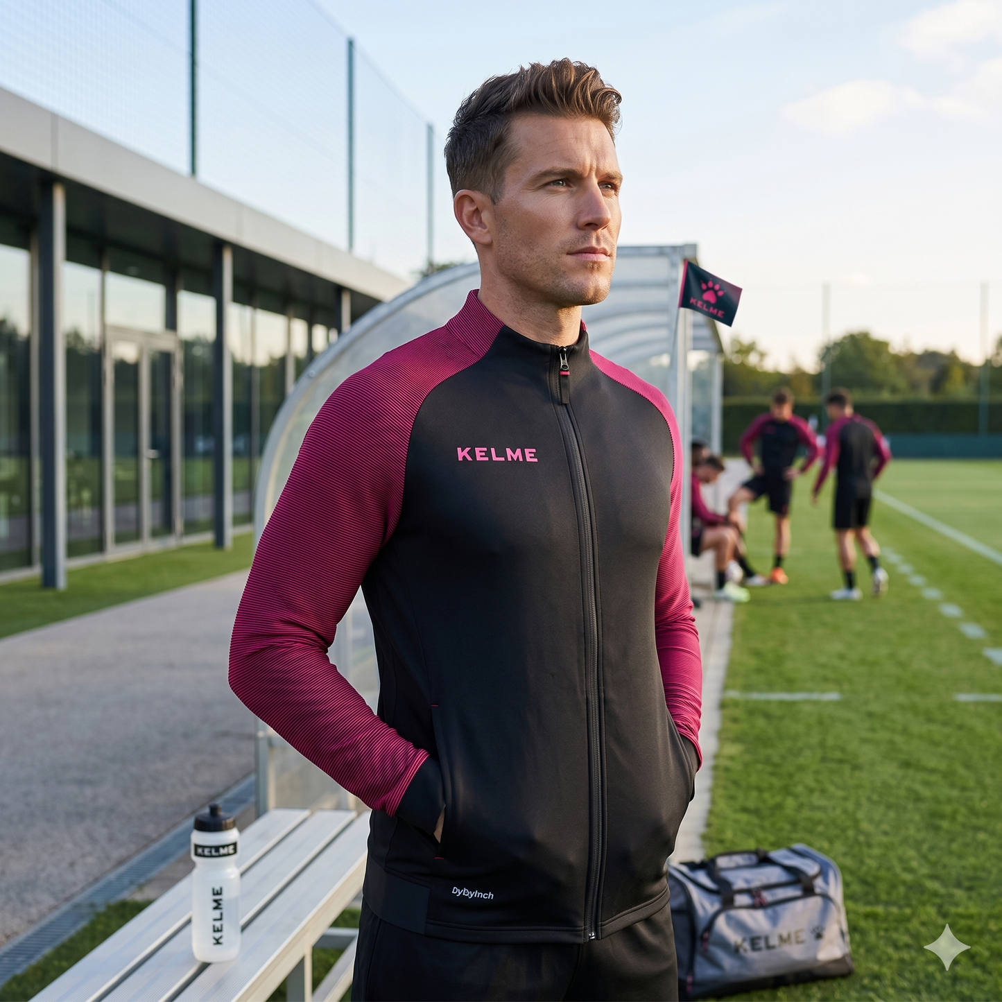 Montes Training Track Jacket - Dark Blue / Neon Pink