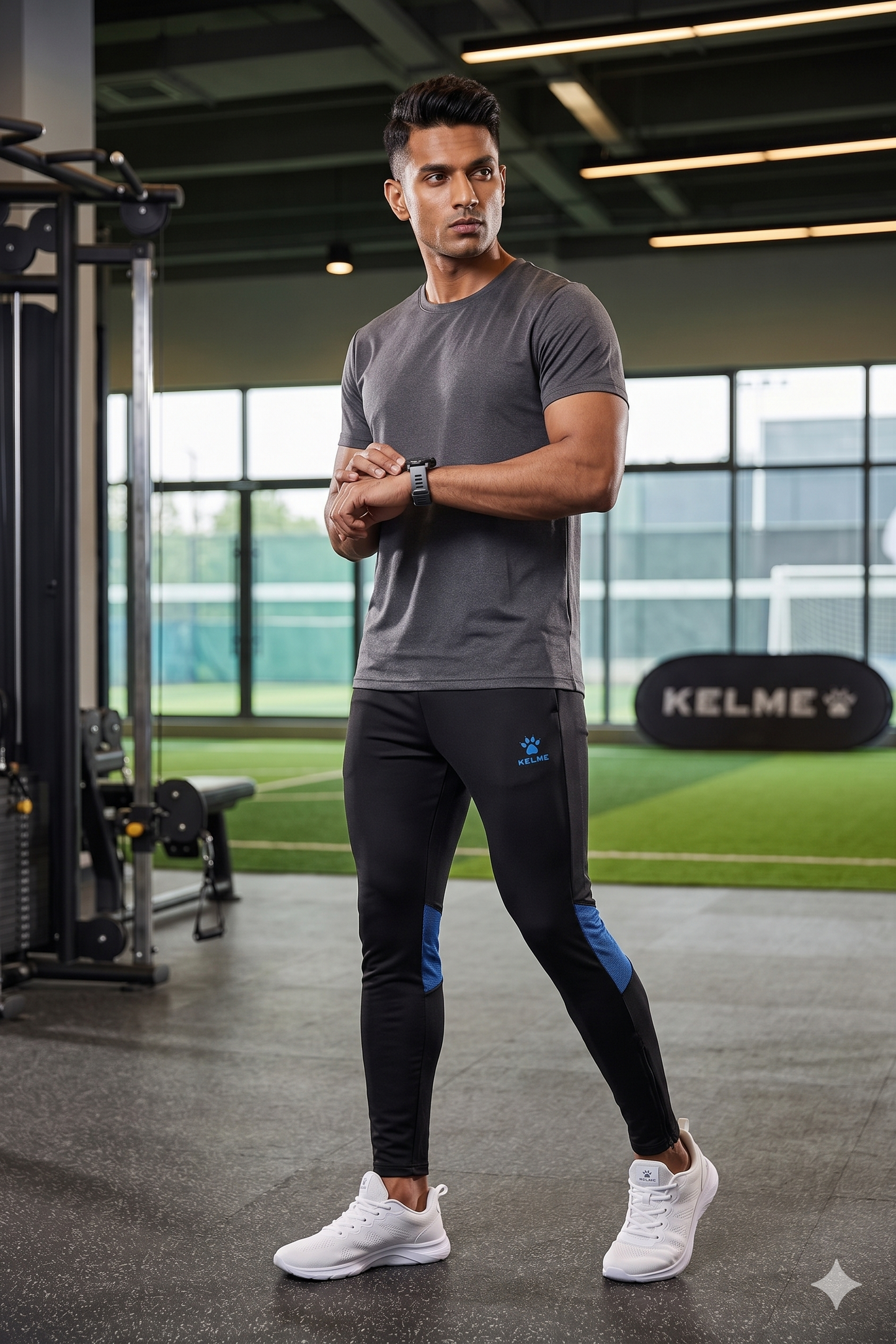 Montes Fitted Long Training Pant - Black / Blue