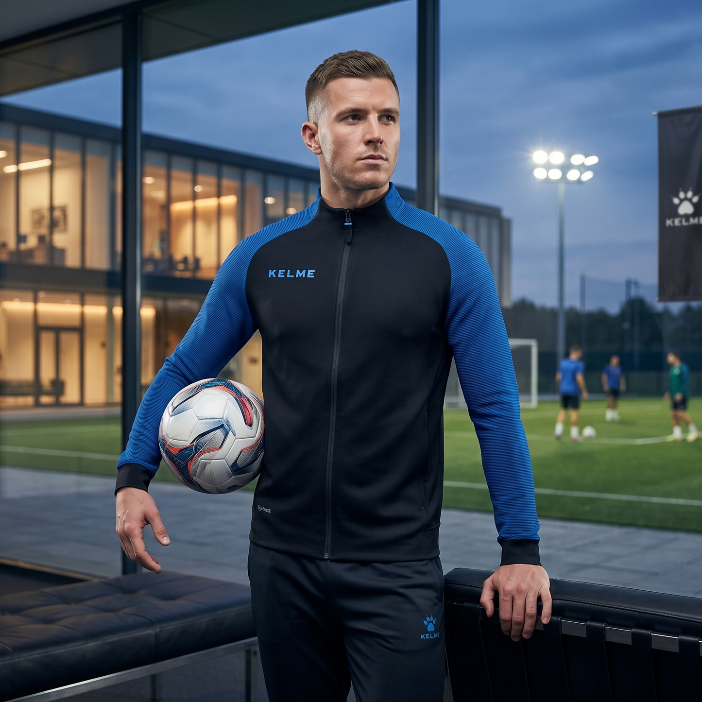 Montes Training Track Jacket - Black / Neon Blue