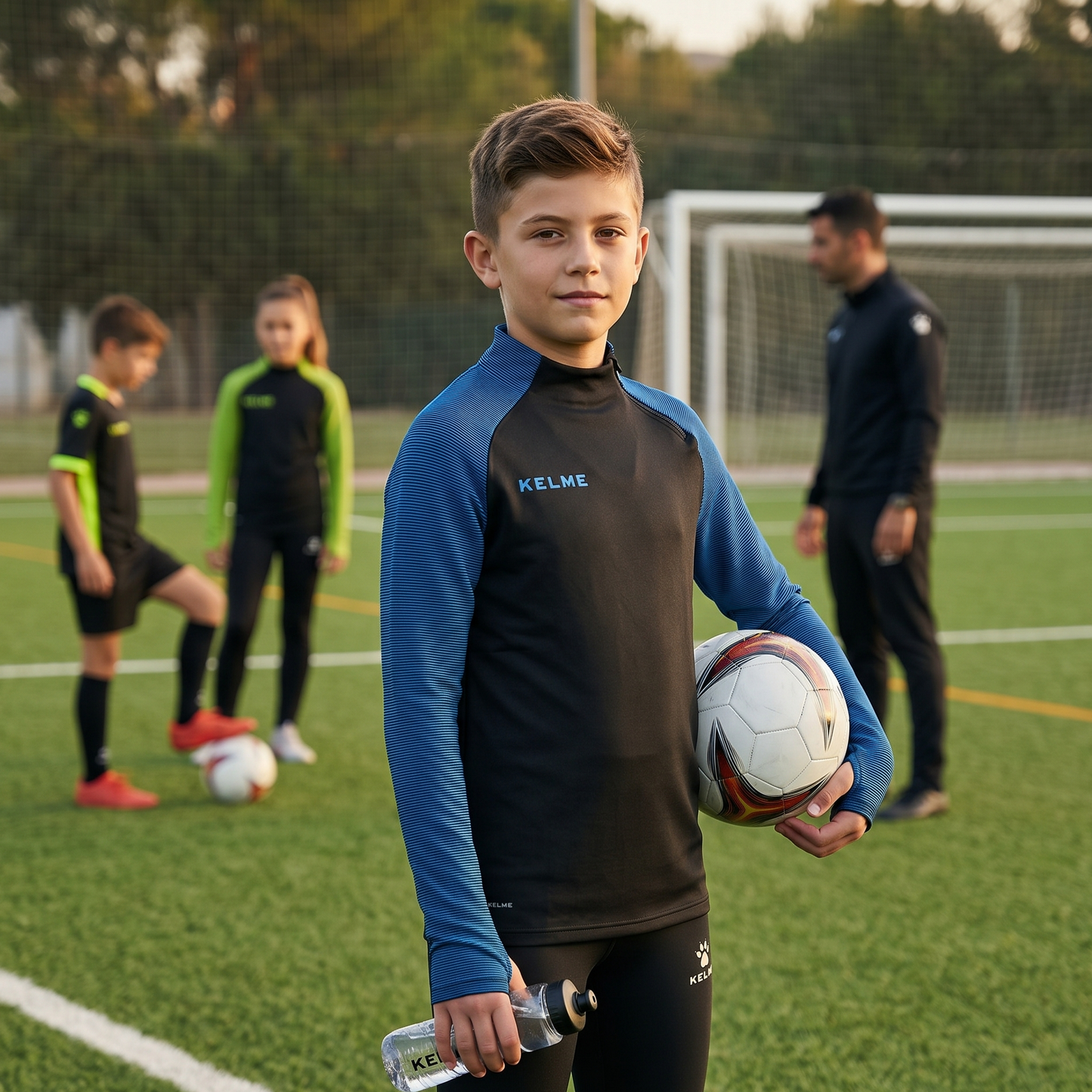 Montes Junior Zip Neck Training Top - Black / Blue